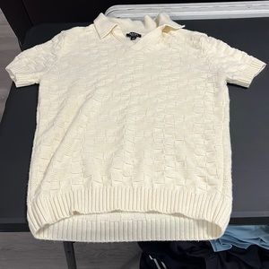 BoohooMAN V Neck Knitted Polo Sweater